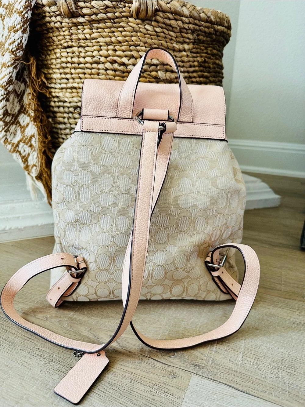 Coach Billie Pink/Blossom Leather & Signature Canvas Backpack
